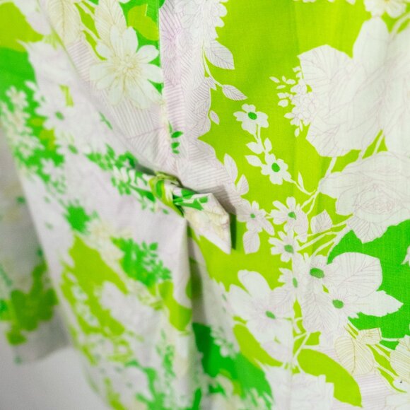 Vintage green floral dress, sleeveless - Picture 2 of 7